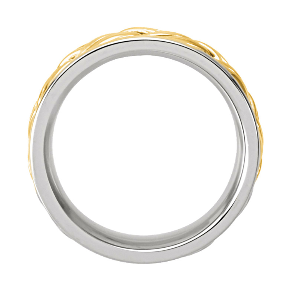 Comfort-Fit Hand-Woven Two-Tone Band, 8mm 18k White and Yellow Gold