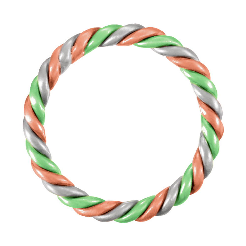 Hand-Woven Tri Color Band, 2.5mm 14k Green, Rose and White Gold