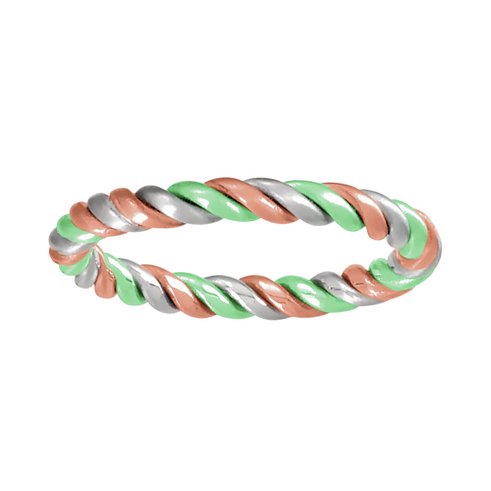 Hand-Woven Tri Color Band, 2.5mm 14k Green, Rose and White Gold