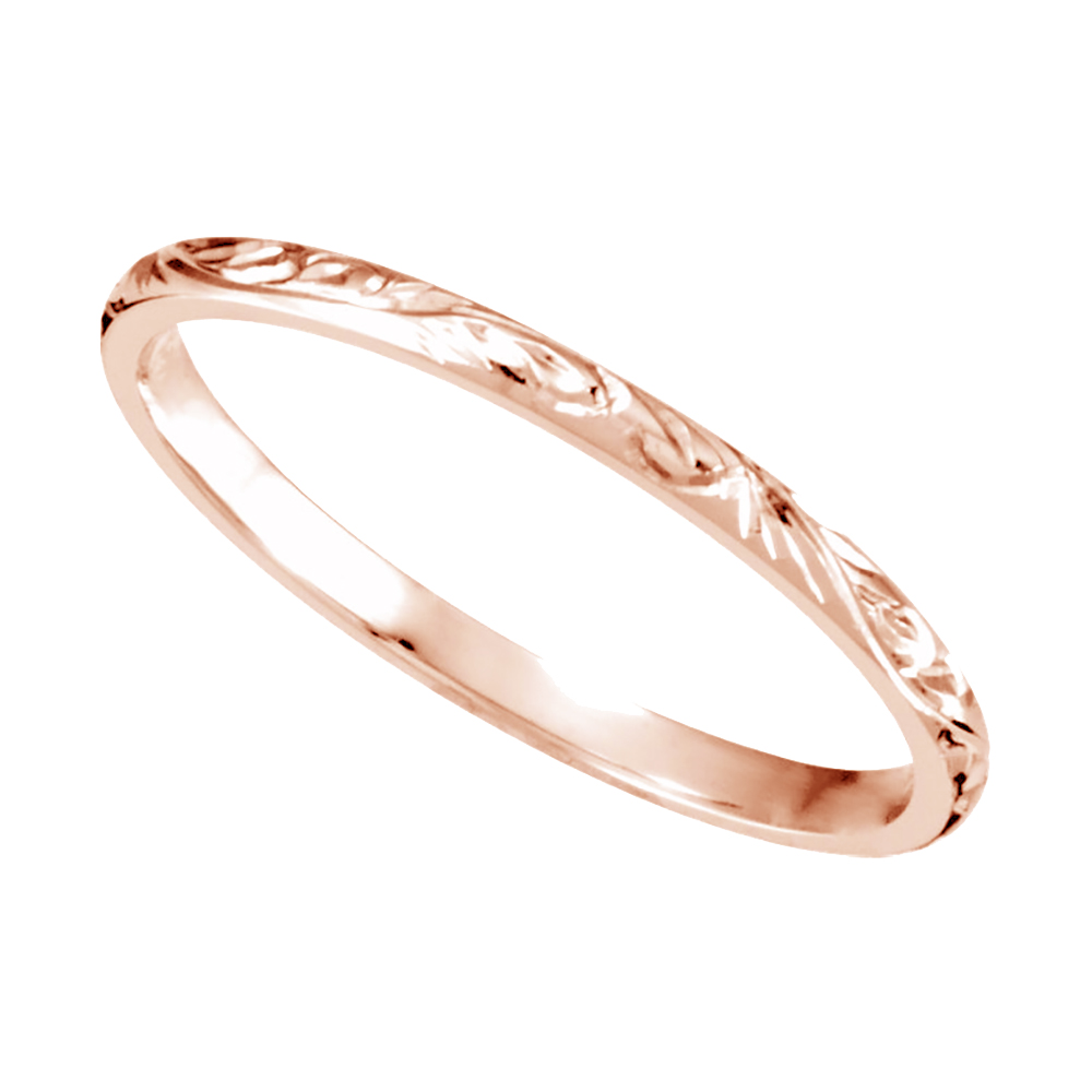 Fluery Hand Engraved Design Comfort-Fit Band, 2mm 14k Rose Gold