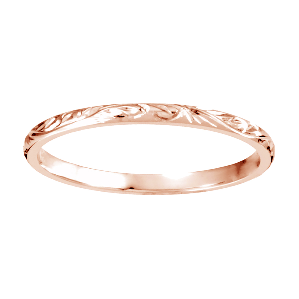 Fluery Hand Engraved Design Comfort-Fit Band, 2mm 14k Rose Gold