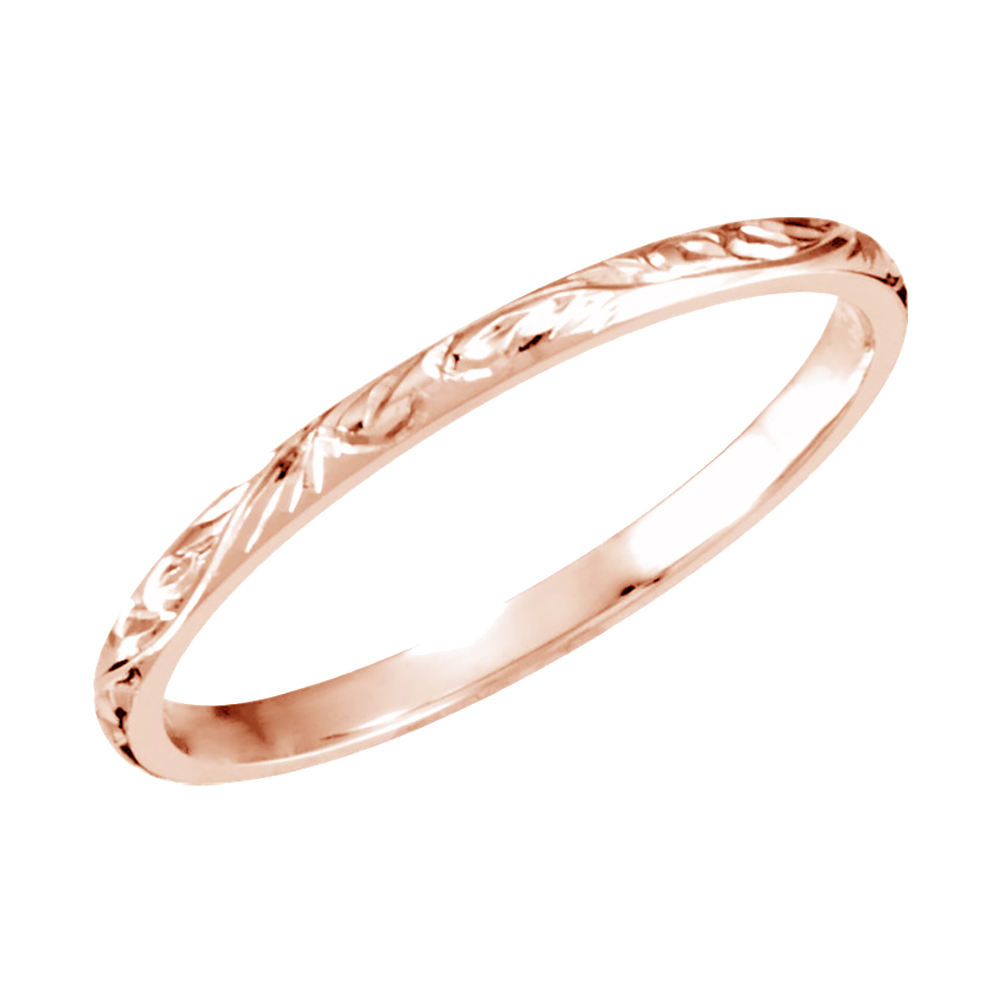 Fluery Hand Engraved Design Comfort-Fit Band, 2mm 14k Rose Gold