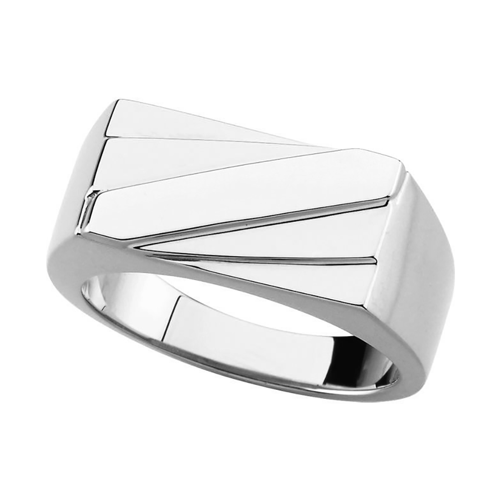 Men's Two-Tone Ring, Rhodium-Plated 14k White Gold (18x9.5 mm)