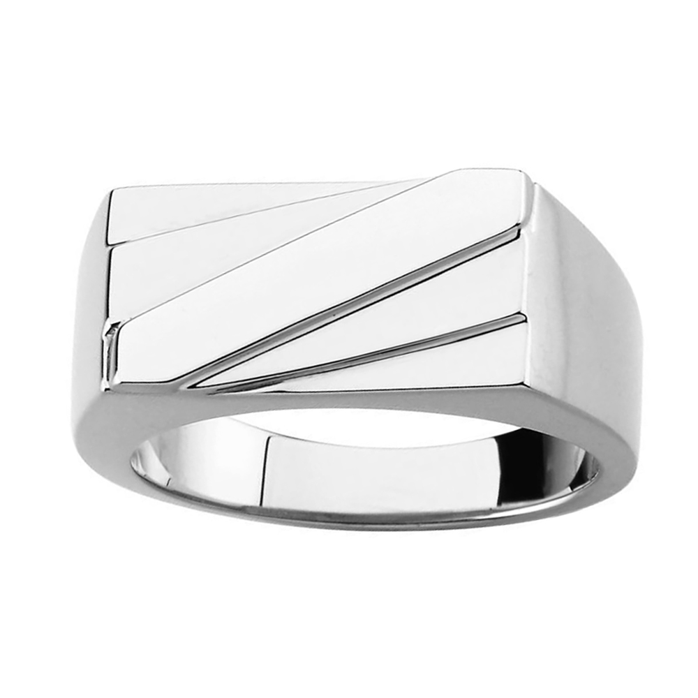 Men's Two-Tone Ring, Rhodium-Plated 14k White Gold (18x9.5 mm)