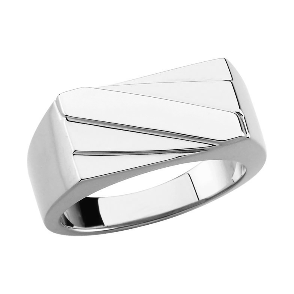 Men's Two-Tone Ring, Rhodium-Plated 14k White Gold (18x9.5 mm)