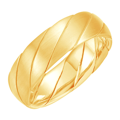 Two-Tone Hand Woven Comfort-Fit Band, 6mm 14k Yellow Gold