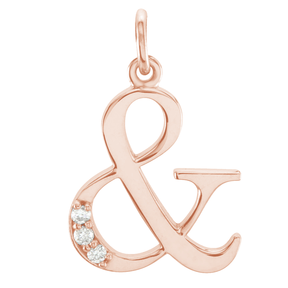 14k Rose Gold Diamond Ampersand '&' Pendant.