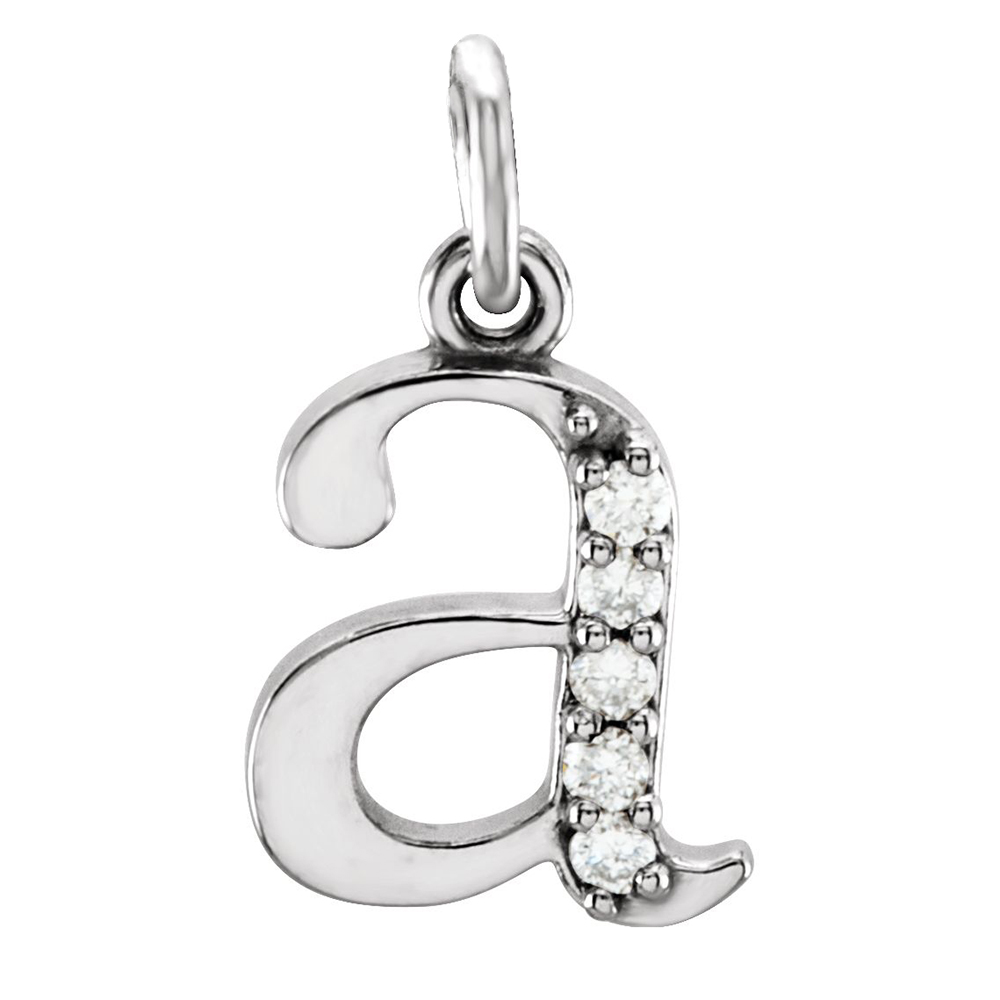 Lowercase Diamond Initial a Pendant, 14k White Gold