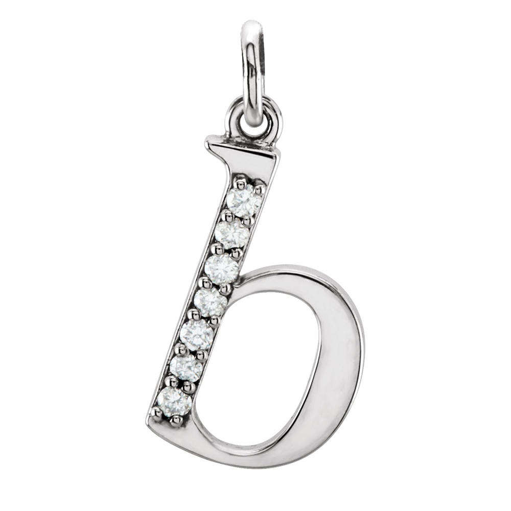 Diamond Lowercase Initial b Pendant, 14k White Gold