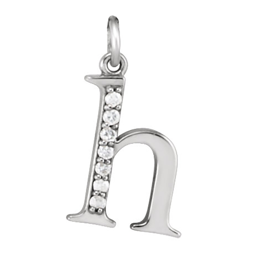 Diamond Lowercase Initial h Pendant, 14k White Gold.