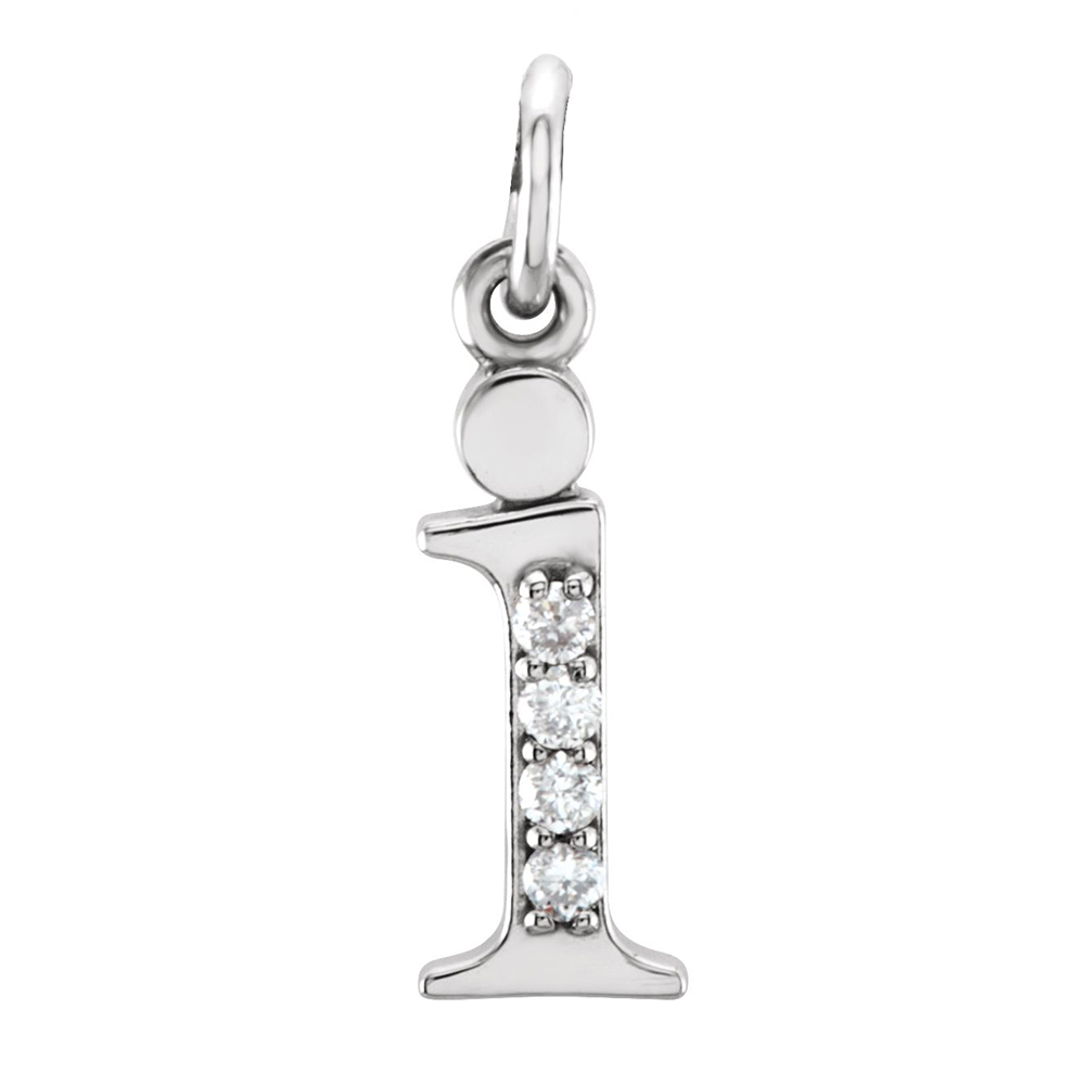 Diamond Lowercase Initial i Pendant, 14k White Gold