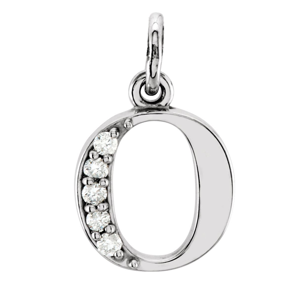 14k White Gold Diamond Lowercase Initial o Pendant