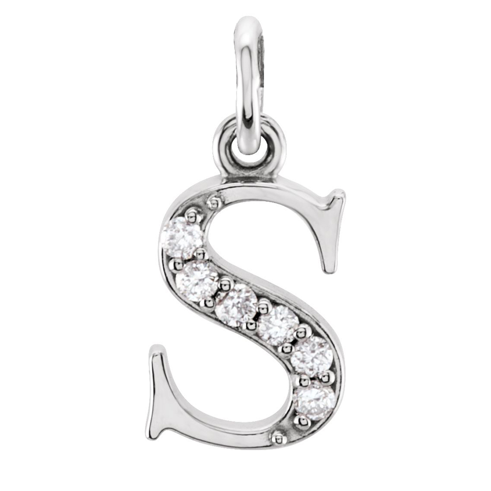 14k White Gold Diamond Lowercase Initial s Pendant