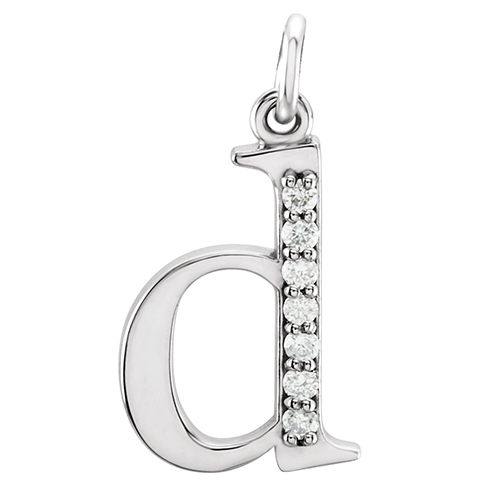 14k Rose Gold Diamond Lowercase Initial d Pendant