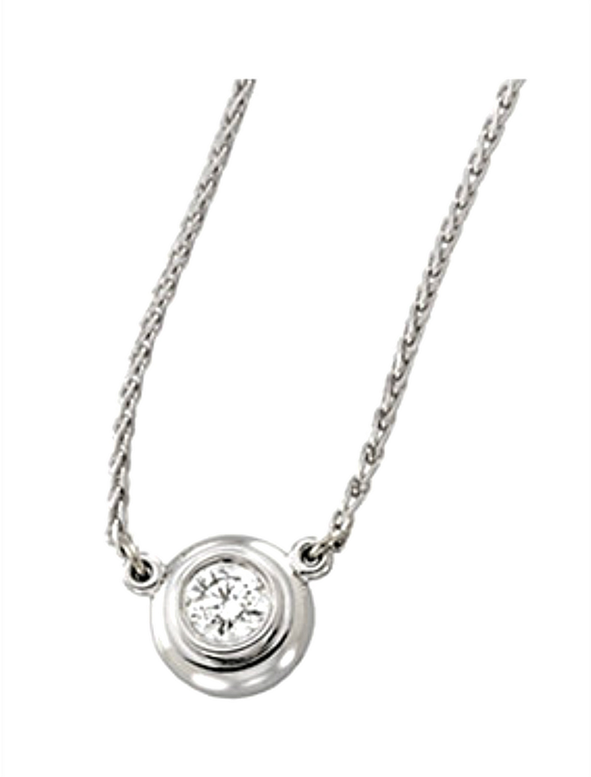 Bezel Set .25 CTW Diamond 14k White Gold Necklace. 