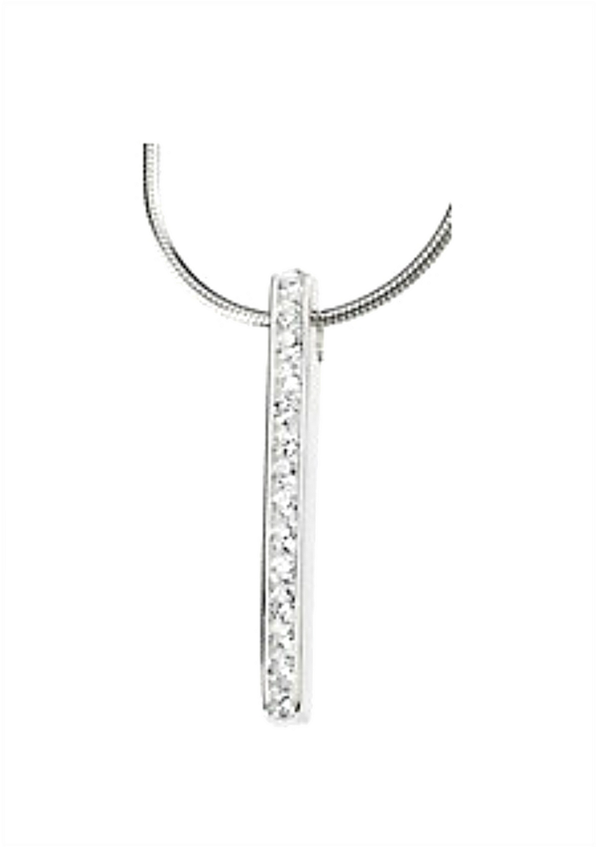 String of Cubic Zirconia Necklace, Sterling Silver. 