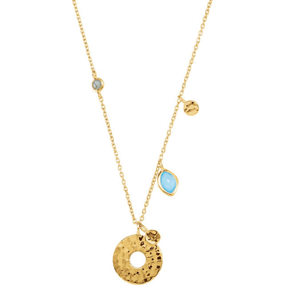 Missoma Blue Chalcedony and Labradorite Necklace in 18K Yellow Vermeil. 