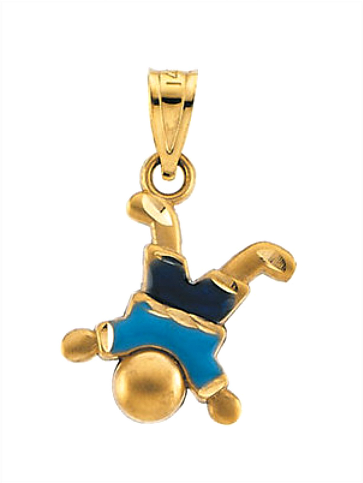 Pink Enameled Little Boy 14k Yellow Gold Pendant