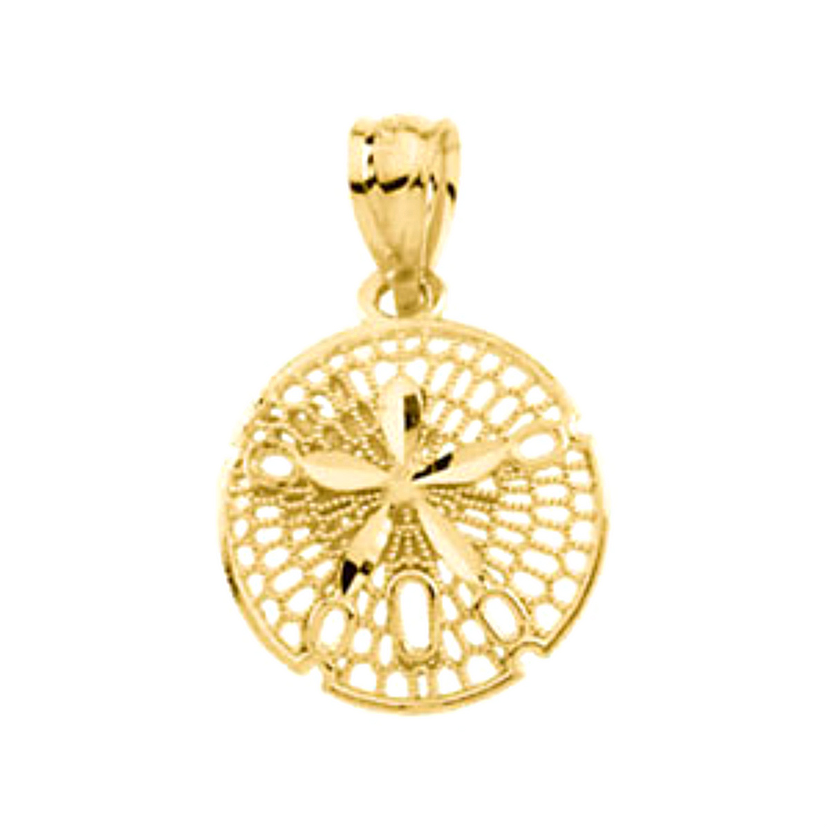 Granulated Beads Sand Dollar Pendant, 14k Yellow Gold