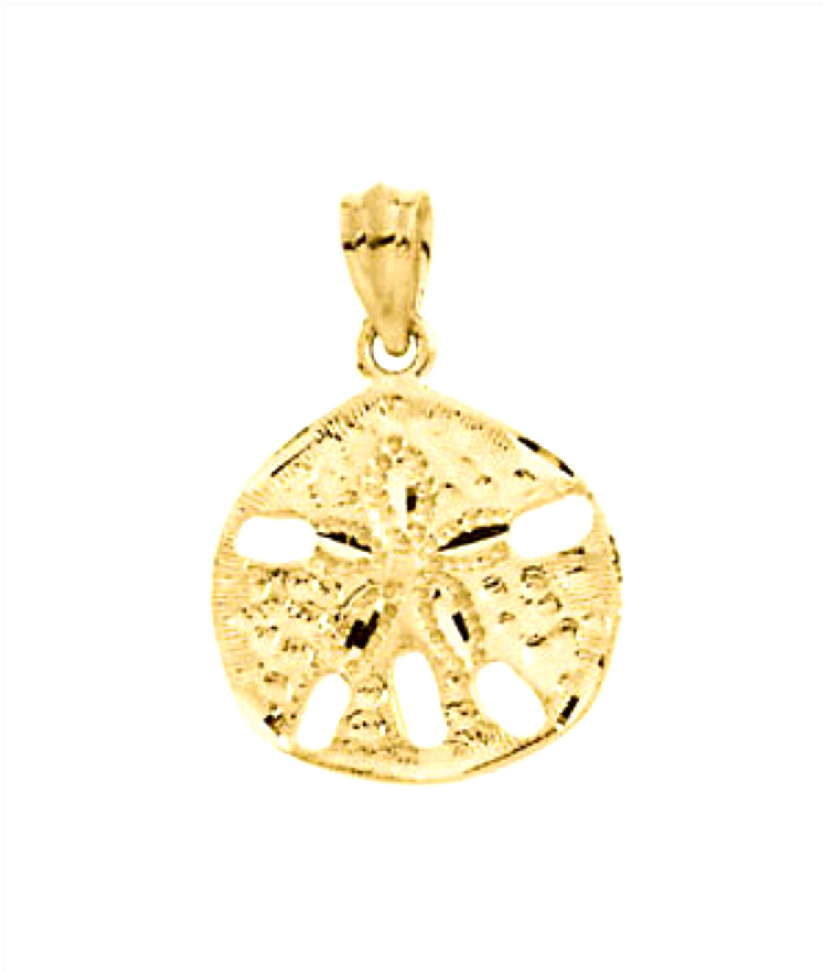 Diamond-Cut Sand Dollar Pendant, 14k Yellow Gold