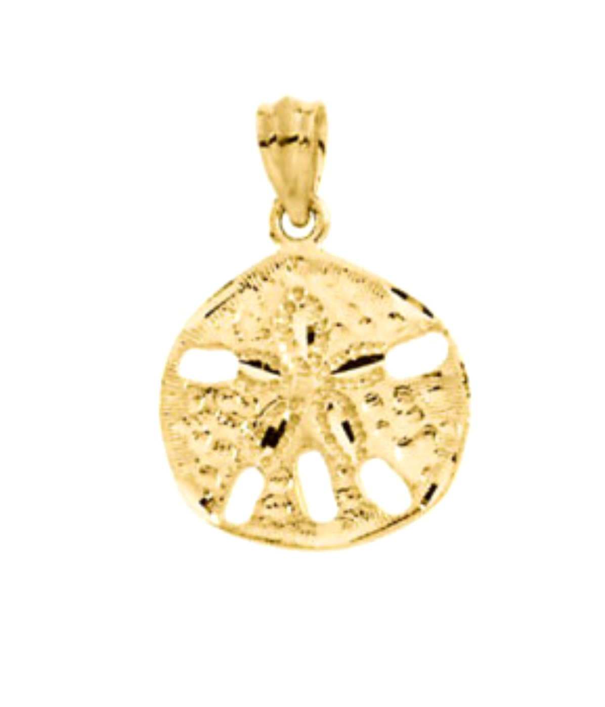 Diamond-Cut Sand Dollar Pendant, 14k Yellow Gold