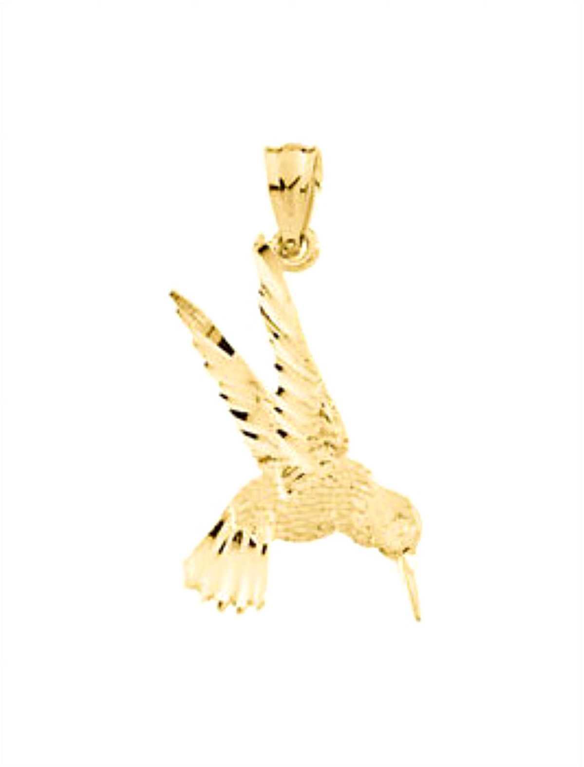 Engraved HummIngbird Pendant, 14k Yellow Gold