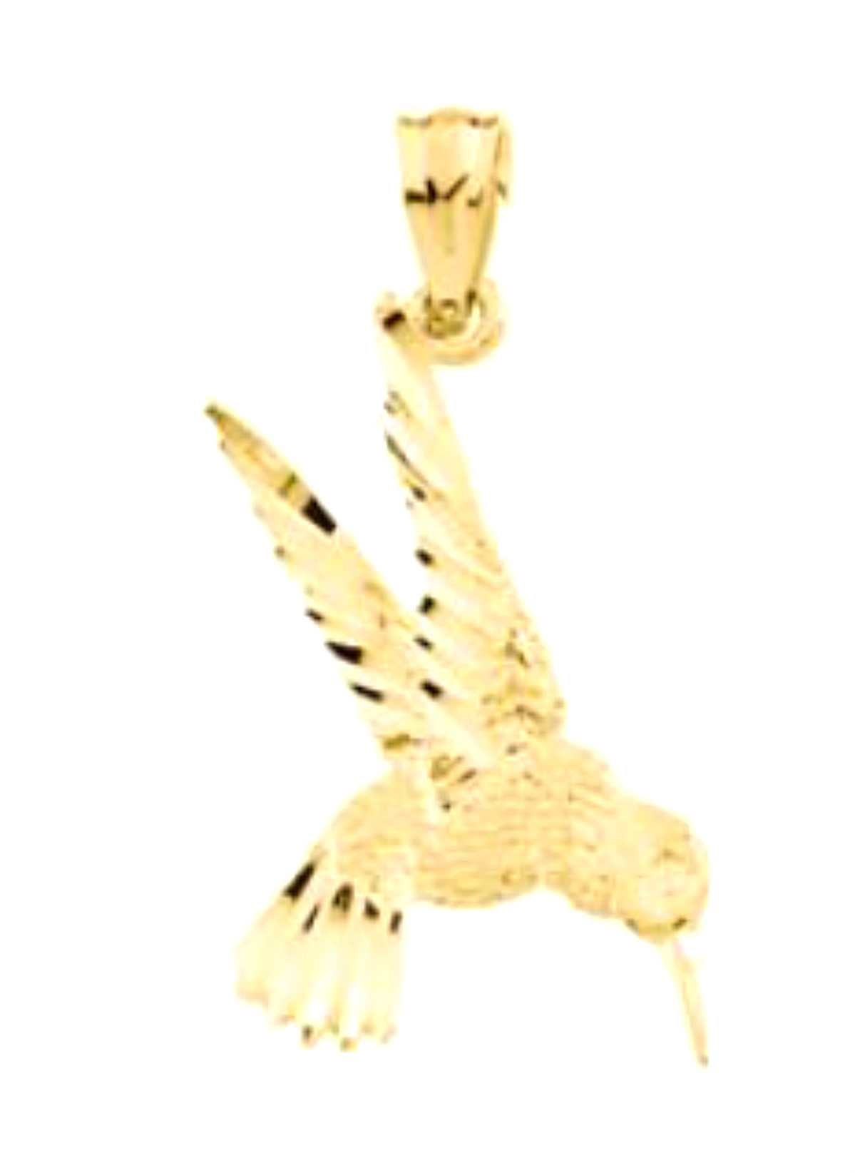 Engraved HummIngbird Pendant, 14k Yellow Gold