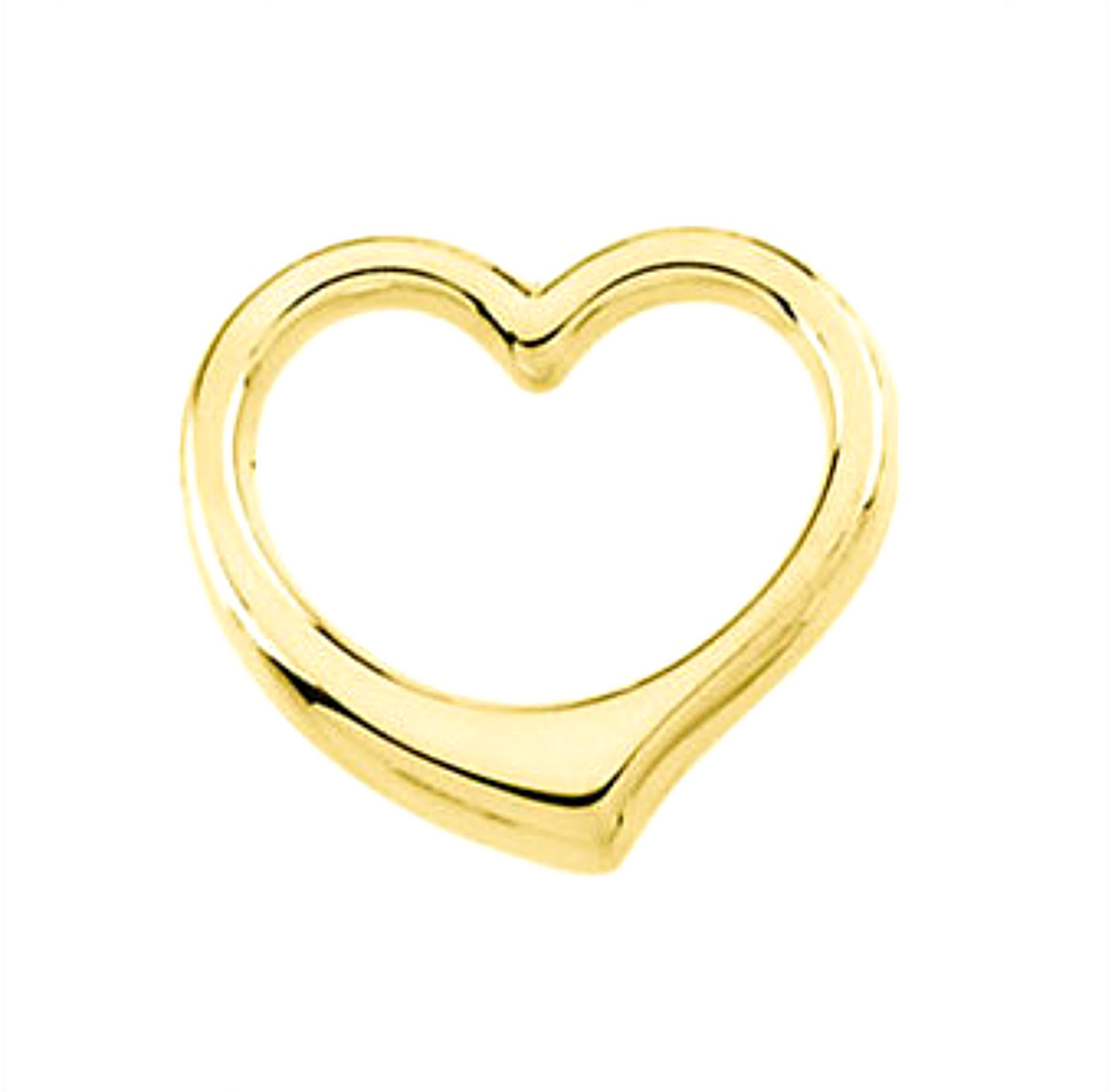 Grooved Heart ChaIn Slide Pendant, 14k Yellow Gold (12.25x12.5MM)