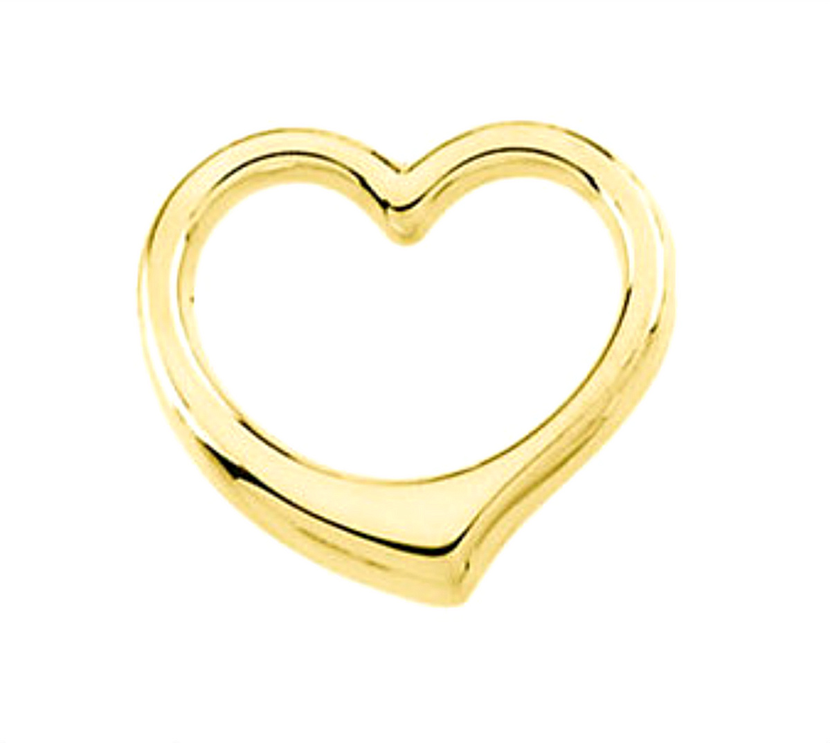 Grooved Heart ChaIn Slide Pendant, 14k Yellow Gold (15.75x16.25MM)