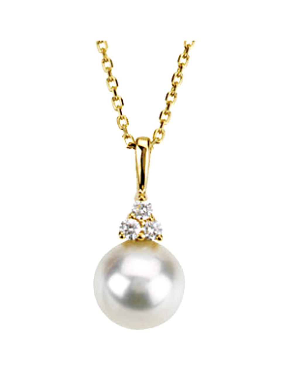 White Freshwater Cultured Pearl and Diamond Pendant, 14k Yellow Gold-1009MP