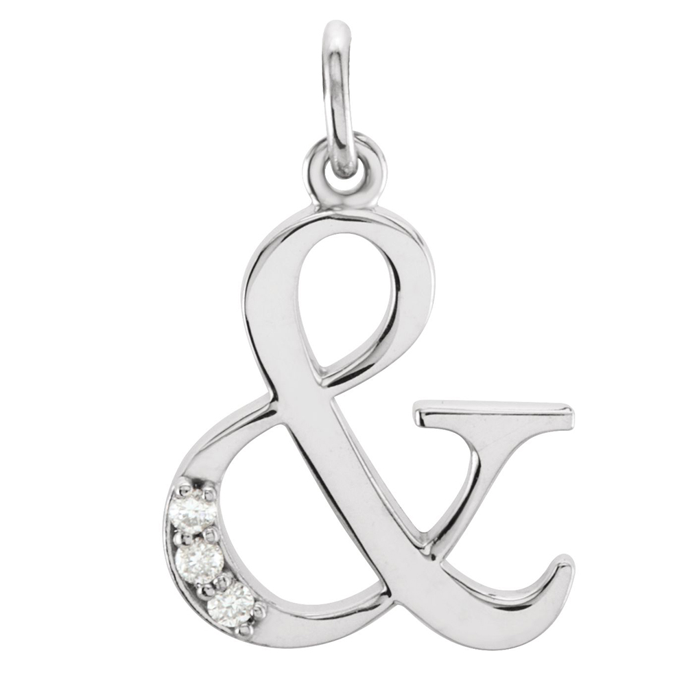 14k White Gold Diamond Ampersand '&' Pendant