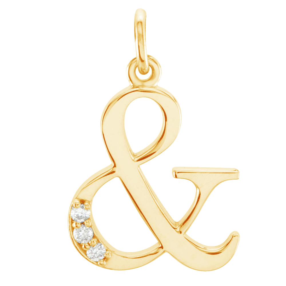 14k Yellow Gold Diamond Ampersand '&' Pendant