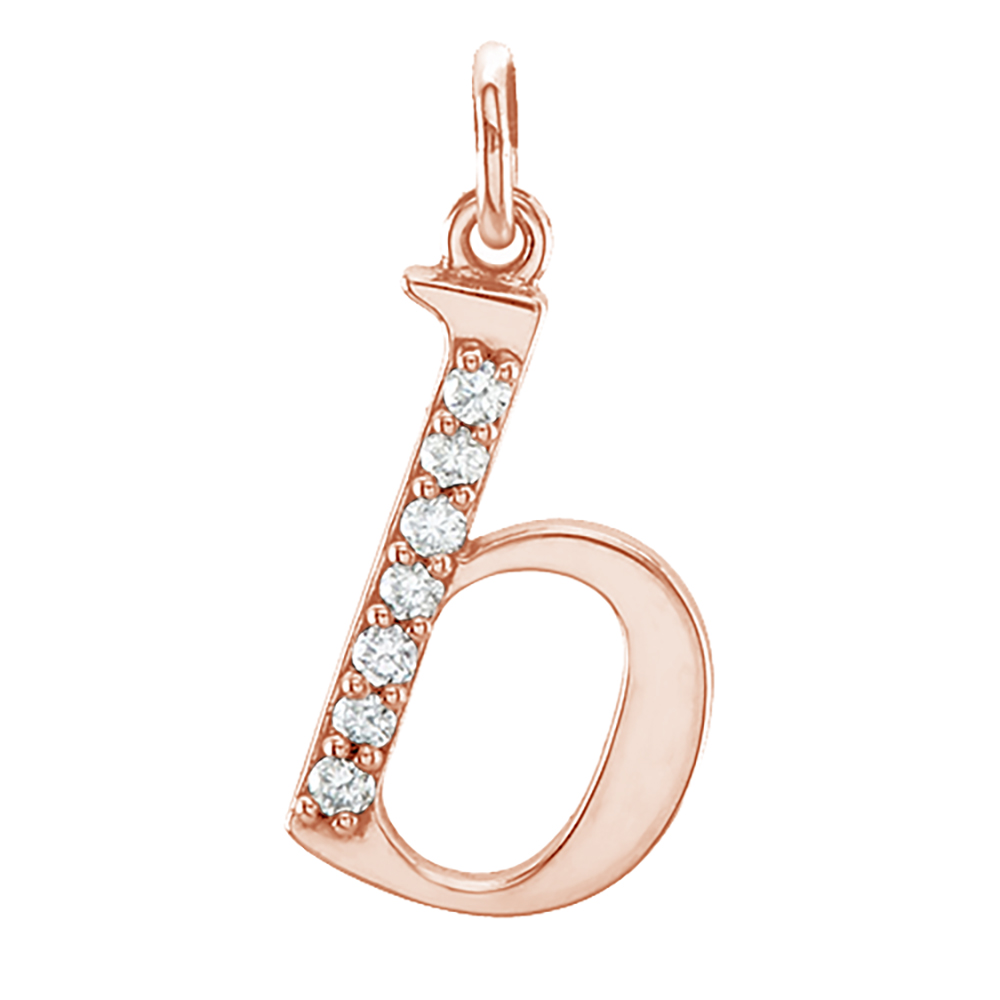 14k Rose Gold Diamond Lowercase Initial 'b' Pendant.