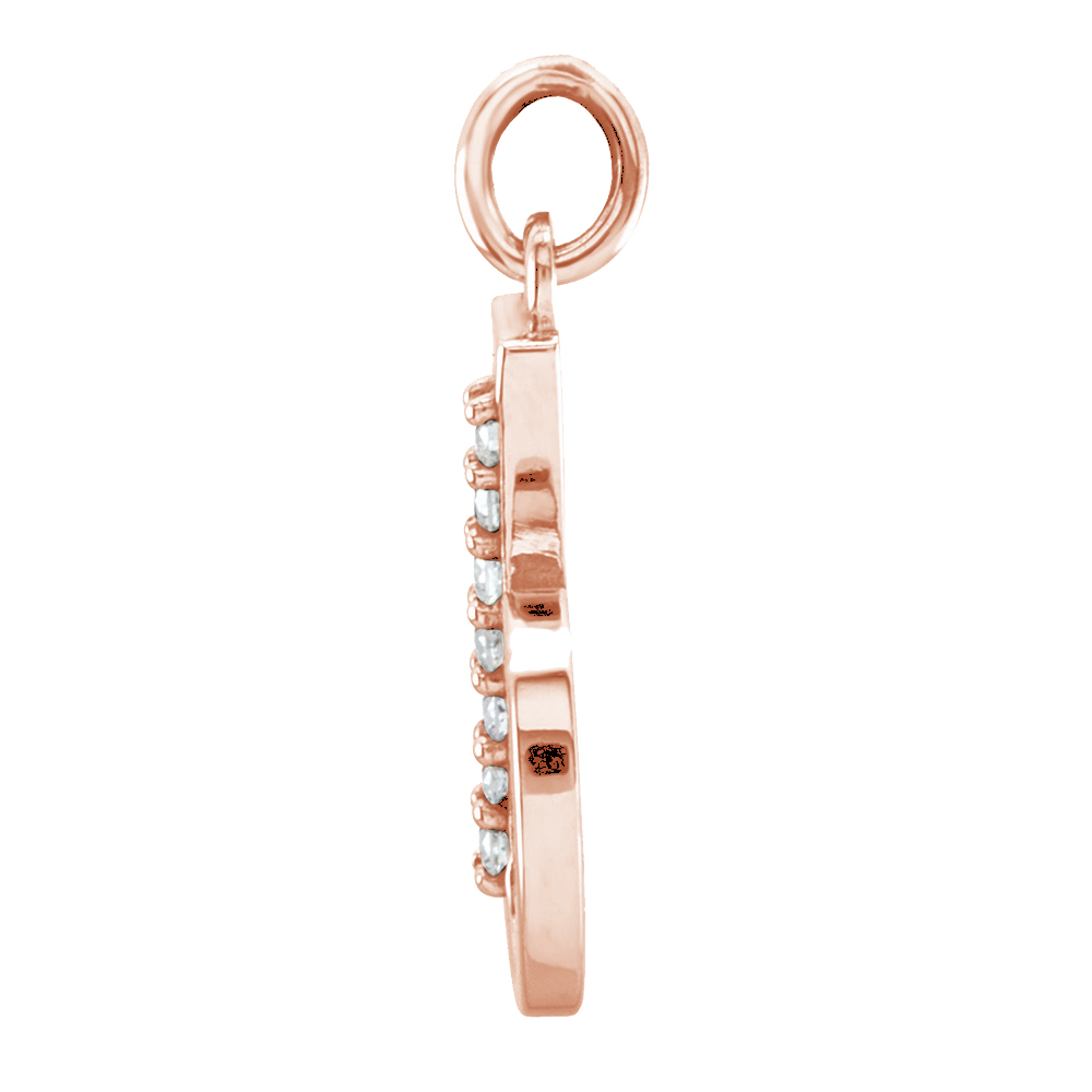 14k Rose Gold Diamond Lowercase Initial 'b' Pendant, side view.