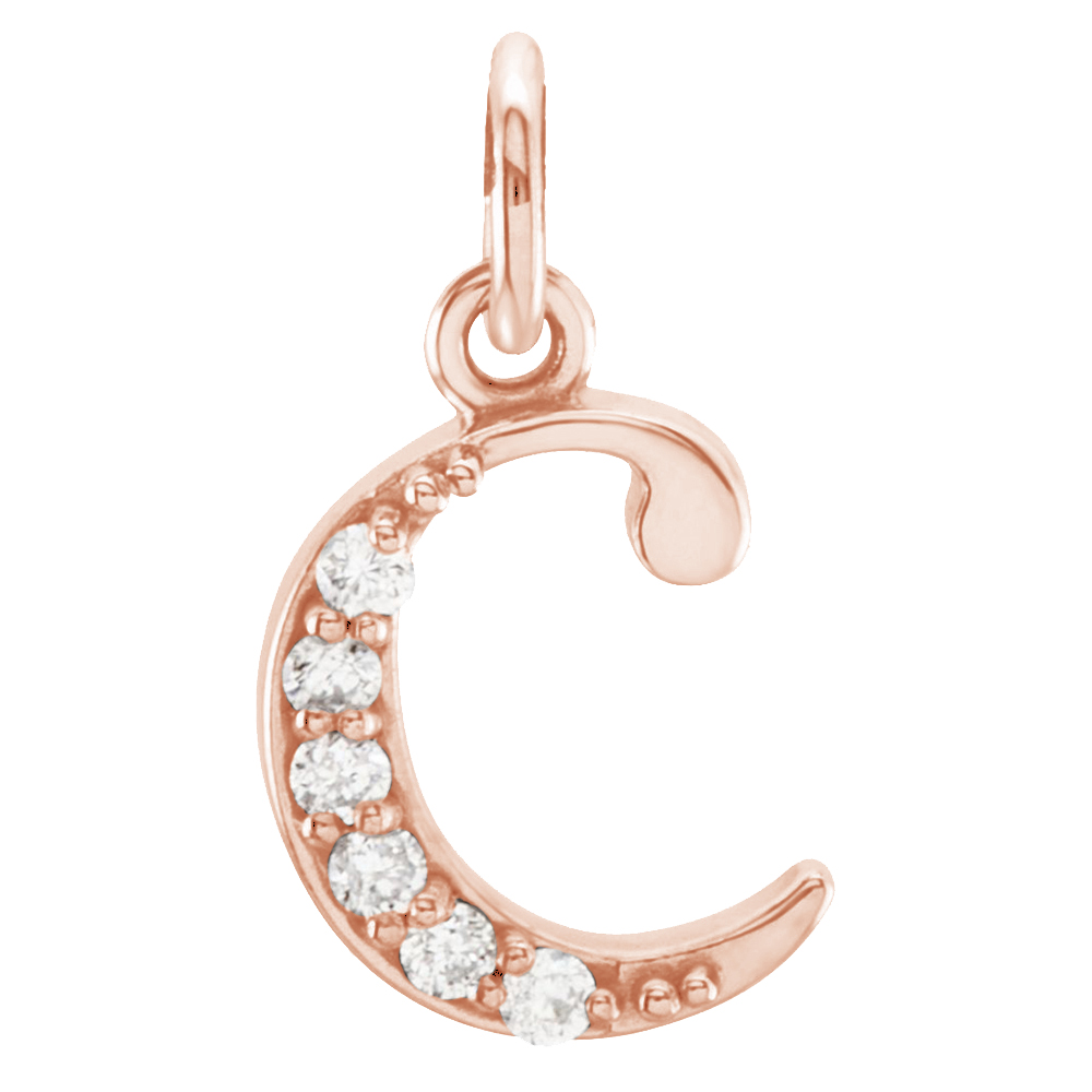  14k Rose Gold Diamond Lowercase Initial 'c' Pendant 