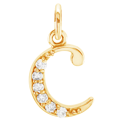 14k Yellow Gold Diamond Lowercase Initial c Pendant.