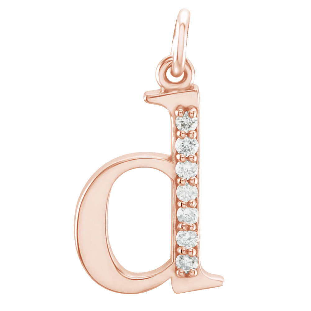 Lowercase Initial Diamond 'd' 14k Yellow Gold Pendant.