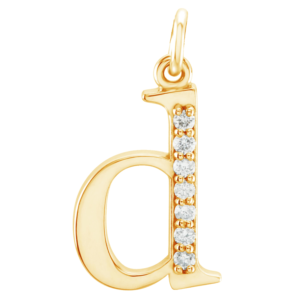 14k Yellow Gold Diamond Lowercase Initial d Pendant