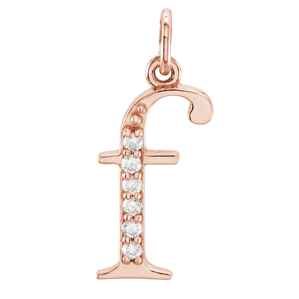 14k Yellow Gold Diamond Lowercase Initial 'f' Pendant.