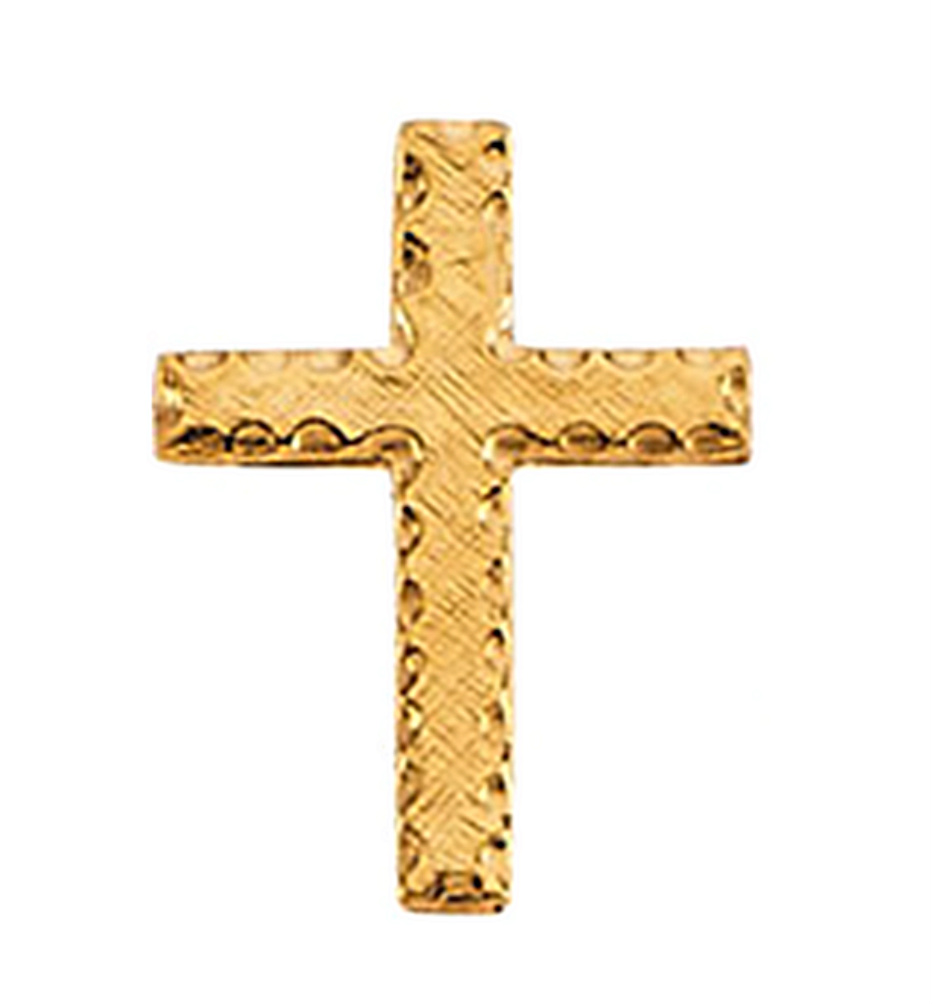 Florentine Finished Latin Cross Earring, 14k Yellow Gold, Single Earring