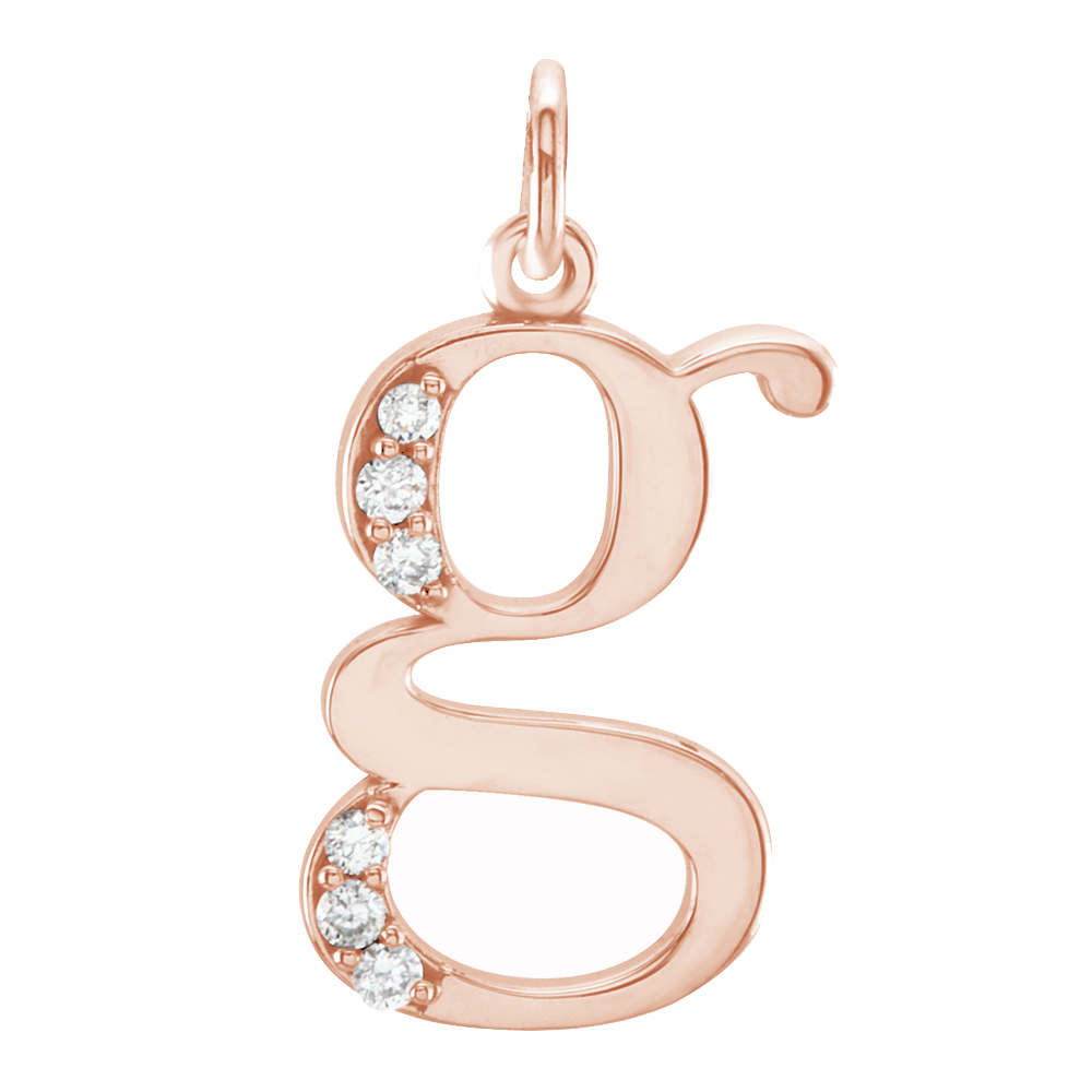 14k Rose Gold Diamond Lowercase Initial 'g' Pendant.