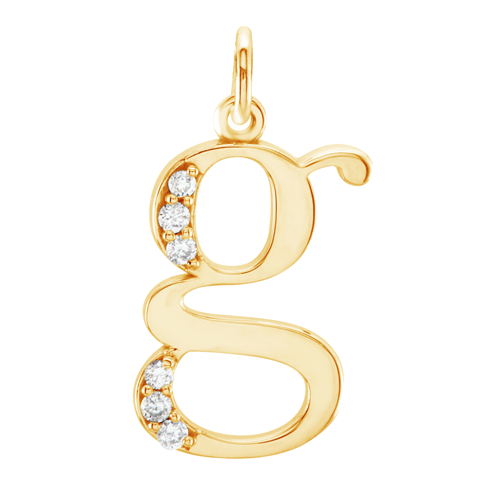 14k Yellow Gold Diamond Lowercase Initial 'g' Pendant.