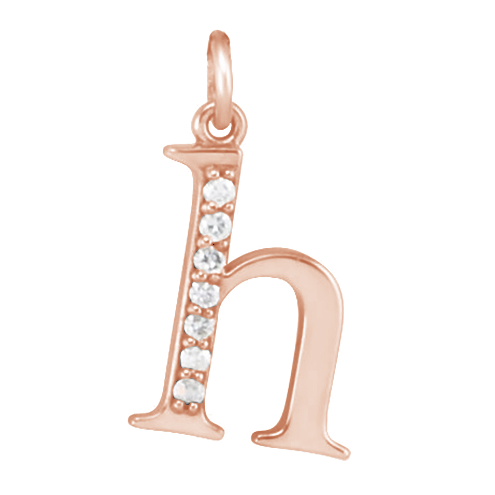 14k Rose Gold Lowercase Initial Diamond 'h' Pendant.