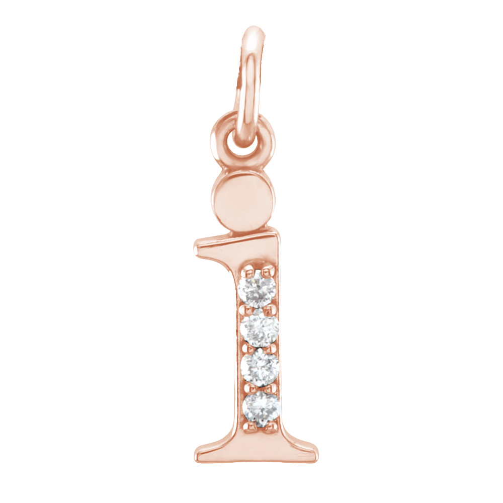 14k Rose Gold Diamond Lowercase Initial 'i' Pendant.