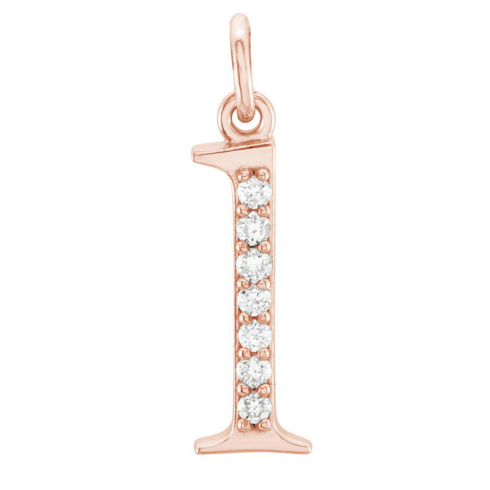 14k Rose Gold Diamond small case Initial 'l' Pendant