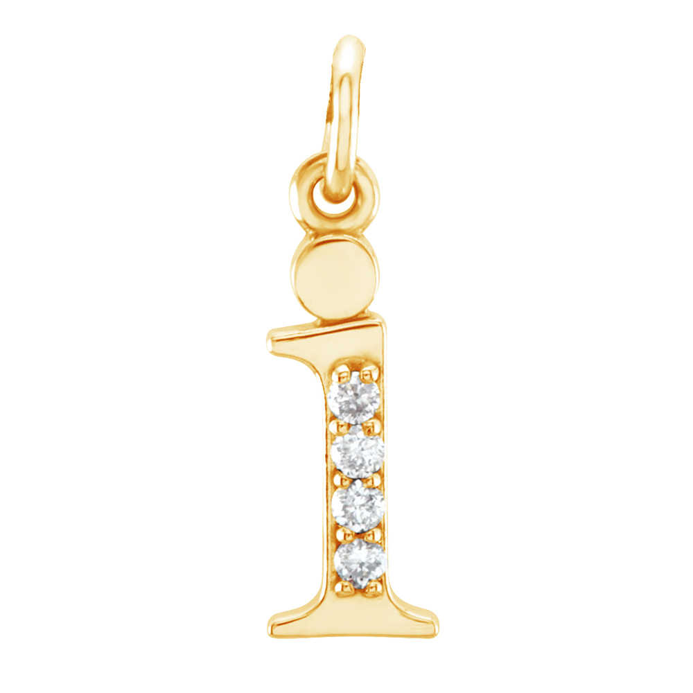 14k Yellow Gold Diamond Lowercase Initial 'i' Pendant.