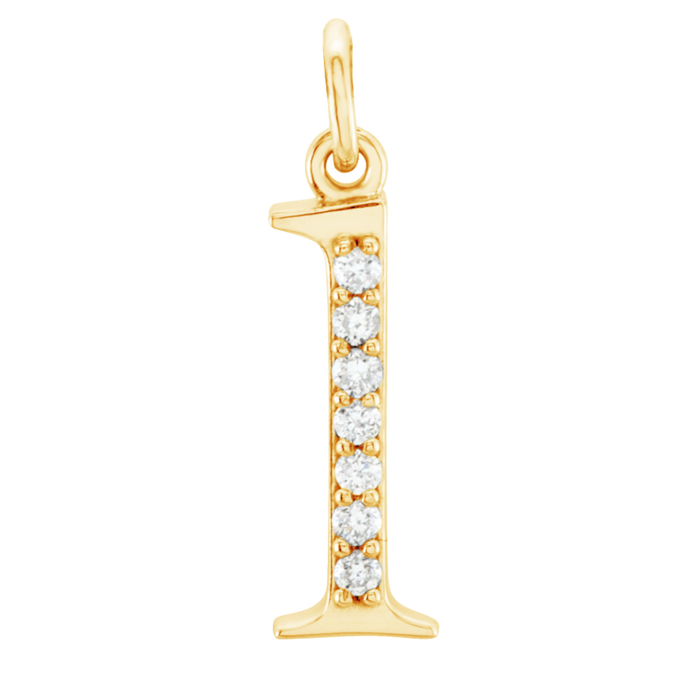 14k Yellow Gold Diamond small case Initial 'l' Pendant