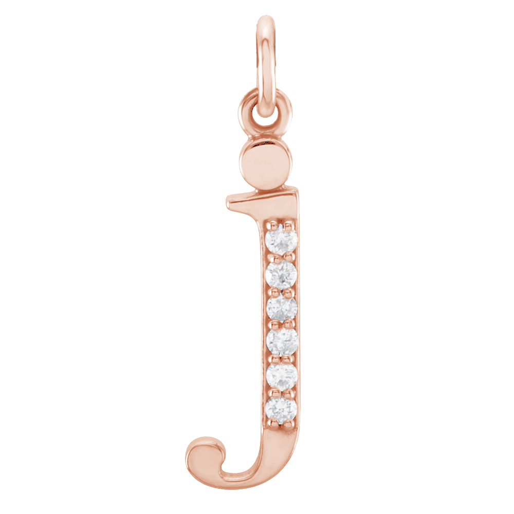 14k Rose Gold Diamond Lowercase Initial 'j' Pendant.