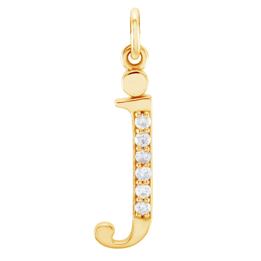 14k Yellow Gold Diamond Lowercase Initial 'j' Pendant.