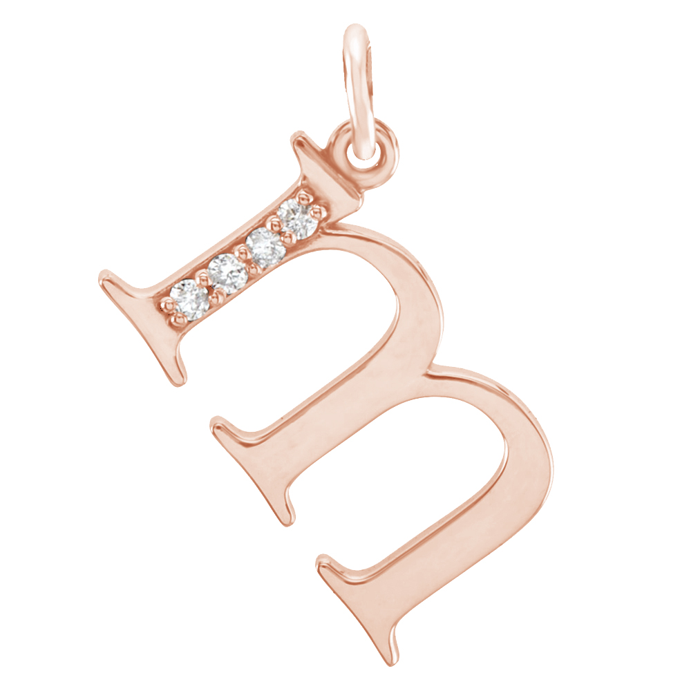 14k Rose Gold Diamond Lowercase Initial 'm' Pendant.